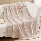 Exclusivo Mezcla Fleece Bed Blanket Queen Size, Super Soft and Warm Blankets for Couch, Sofa and Bed Waffle Textured, Cozy, Fuzzy and Lightweight (Heather Camel, 90x90 Inches)