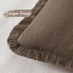 MIULEE Decorative Throw Pillow Covers Neutral Linen Fringe Throw Pillows Set of 2 Chocolate Brown Boho Farmhouse Cushion Covers with Tassels for Couch Sofa Bed Living Room Spring Decor 20x20 Inch
