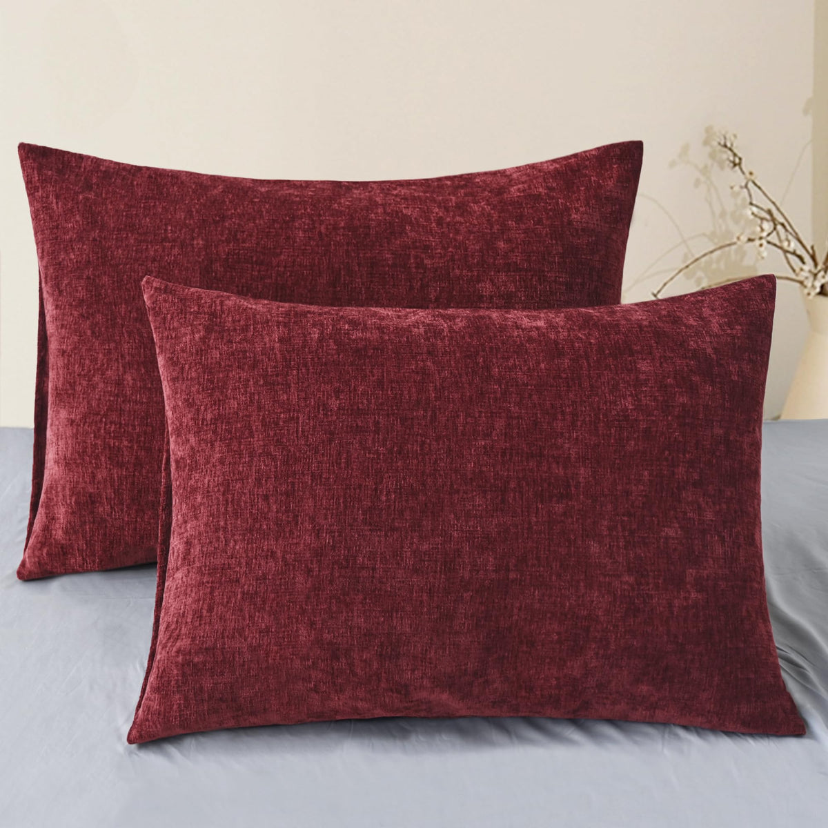 CaliTime Decorative Standard Throw Pillow Covers 26 X 20 Inches True White