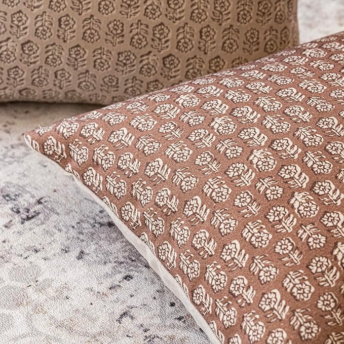 Foindtower Set of 2 Decorative Long Body Lumbar Throw Pillow Covers Neutral Farmhouse Cushion Covers Vintage Home Decor for Sofa Couch Chair Bedroom Living Room,14×36 Inch,Light Orange Brown
