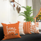 YCOLL Fall Pillow Covers 18x18 Set of 4, Modern Sofa Throw Pillow Cover for Fall Decor, Decorative Outdoor Linen Fabric Pillow Case for Couch Bed Car, Orange
