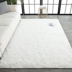 TWINNIS Super Soft Shaggy Rugs Fluffy Carpets 6x9 Feet, Indoor Modern Plush Area Rugs for Living Room Bedroom Kids Room Nursery Home Decor, Upgrade Anti-Skid Rectangular Fuzzy Rug, Cream White