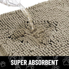 Smiry Dog Door Mat for Muddy Paws, Absorbent Dirt Trapper Non Slip Quick Dry Washable Chenille Mat for Mud Dogs, Entry Rug for Indoor and Outdoor (48x30 Inches, Warm Taupe and Black)
