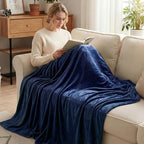 Exclusivo Mezcla Fleece Navy Blue Throw Blanket for Couch, Sofa, Super Soft and Warm Blankets, All Season, Cozy, Plush, Lightweight, 50x60 Inches