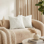 decorUhome Throw Pillow Covers 26x26 Inch Set of 2, Soft Plush Decorative Faux Fur Cream White Solid Couch Pillow Covers, Accent Farmhouse Neutral Square Euro Pillow Cases for Sofa Bed Living Room