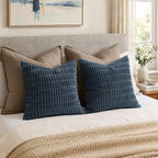 MIULEE Euro Sham Corduroy Decorative Throw Pillow Covers 24x24 Blue