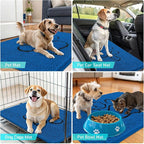 OLANLY Dog Door Mat for Muddy Paws 36x24, Paw Print Design, Absorbs Moisture and Dirt, Non-Slip Washable Doormat, Quick Dry Chenille Mud Mat for Dogs, Entry Indoor Entryway Carpet, Deep Navy Blue