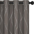 Deconovo Blackout Curtains, Thermal Insulated Soundproof Grommet Drapes, Wave Dots Silver Print, 52 x 63 Inch, Set of 2, Machine Washable Window Panel for Kitchen Bedroom Living Room Nursery, Taupe