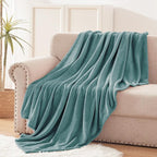 Exclusivo Mezcla Fleece Celadon Throw Blanket for Couch, Sofa, Super Soft and Warm Blankets, All Season, Cozy, Plush, Lightweight, 50x60 Inches