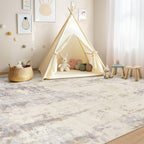 UERMEI 5x7 Area Rug Living Room Rugs - Washable Neutral Modern Abstract Soft Thin Rug Indoor Floor No Slip Rug Carpet for Bedroom Under Dining Table Home Office Decor - Light Brown/Gray