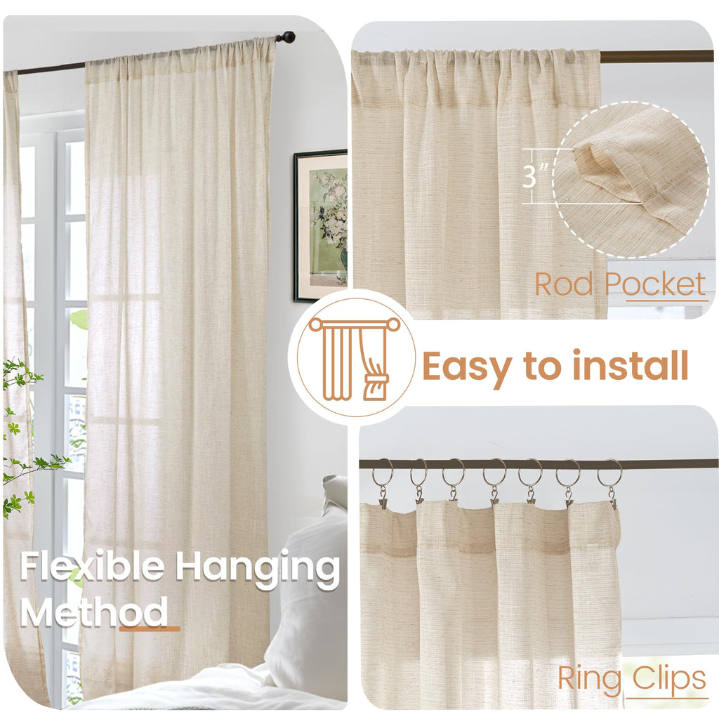 BGment Burlap Linen Kitchen Curtains 36 Inch Length Window Over Sink