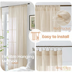 BGment Burlap Linen Kitchen Curtains 36 Inch Length Window Over Sink