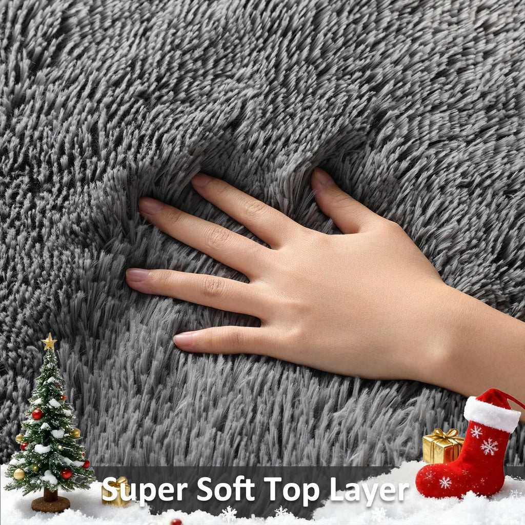 Ophanie Area Rugs for Living Room Bedroom, Washable Non-Slip Fluffy Soft Grey Shag Carpet, Indoor Floor Gray 4x6 Fuzzy Shaggy Living Room Plush Rug for Kids Home Dorm Decor Aesthetic
