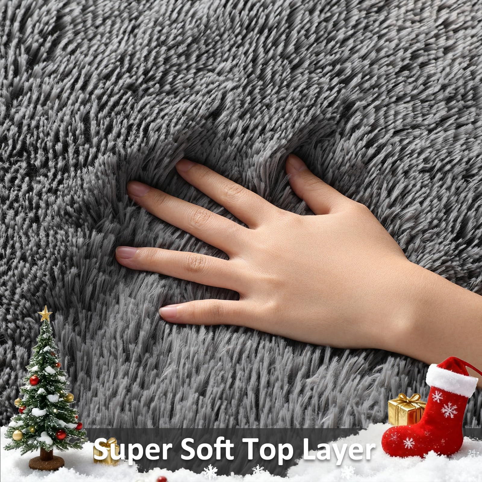 Ophanie Area Rugs for Living Room Bedroom, Washable Non-Slip Fluffy Soft Grey Shag Carpet, Indoor Floor Gray 4x6 Fuzzy Shaggy Living Room Plush Rug for Kids Home Dorm Decor Aesthetic