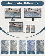 Madane 6x9 Area Rugs for Living Room, Washable Soft Rug Blue
