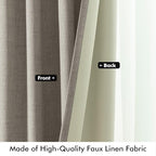 MIULEE 100% Blackout Linen Curtains for Bedroom, Greige Solid Luxury Decor Thermal Insulation Room Darkening Drapes for Living Room Nursery Back Tab Rod Pocket 42 x 72 Inches, 2 Panels