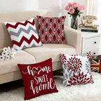 Hexagram Geometric Burgundy Pillow Covers 18x18 Set of 4, Decorative Outdoor Boho Modern Throw Pillow Covers, Home Sweet Home Farmhouse Cushion Case for Couch Sofa Bedroom Indoor Decor(No Insert)