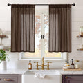 BGment Linen Curtains 40 Inch Length for Short Window, Brown Small Semi Drapes for Kitchen Cafe Over Sink Bathroom Decor Lightweight Rustic Country Textured Rod Pocket, 2 Panels Set, Each 42 Inch Wide