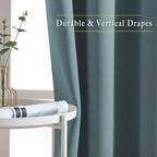 NICETOWN Blackout Greyish Blue Curtains & Drapes for Living Room - Thermal Insulated Solid Grommet Sound Reducing Room Darkening Window Treatments for Bedroom (2 Panels, W37 x L84)