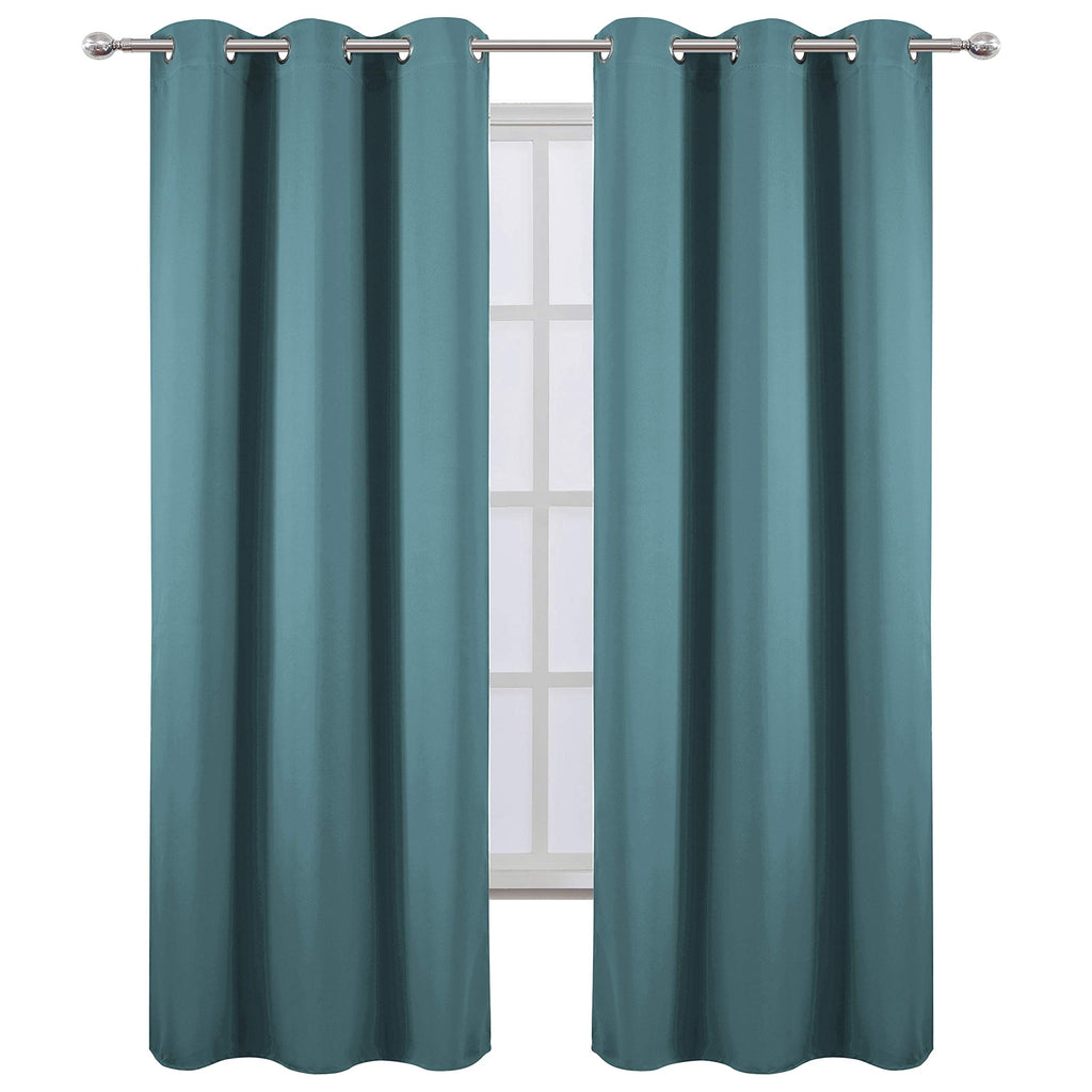 LEMOMO Sea Teal Thermal Blackout Curtains/42 x 95 Inch/Set of 2 Panels Room Darkening Curtains for Bedroom