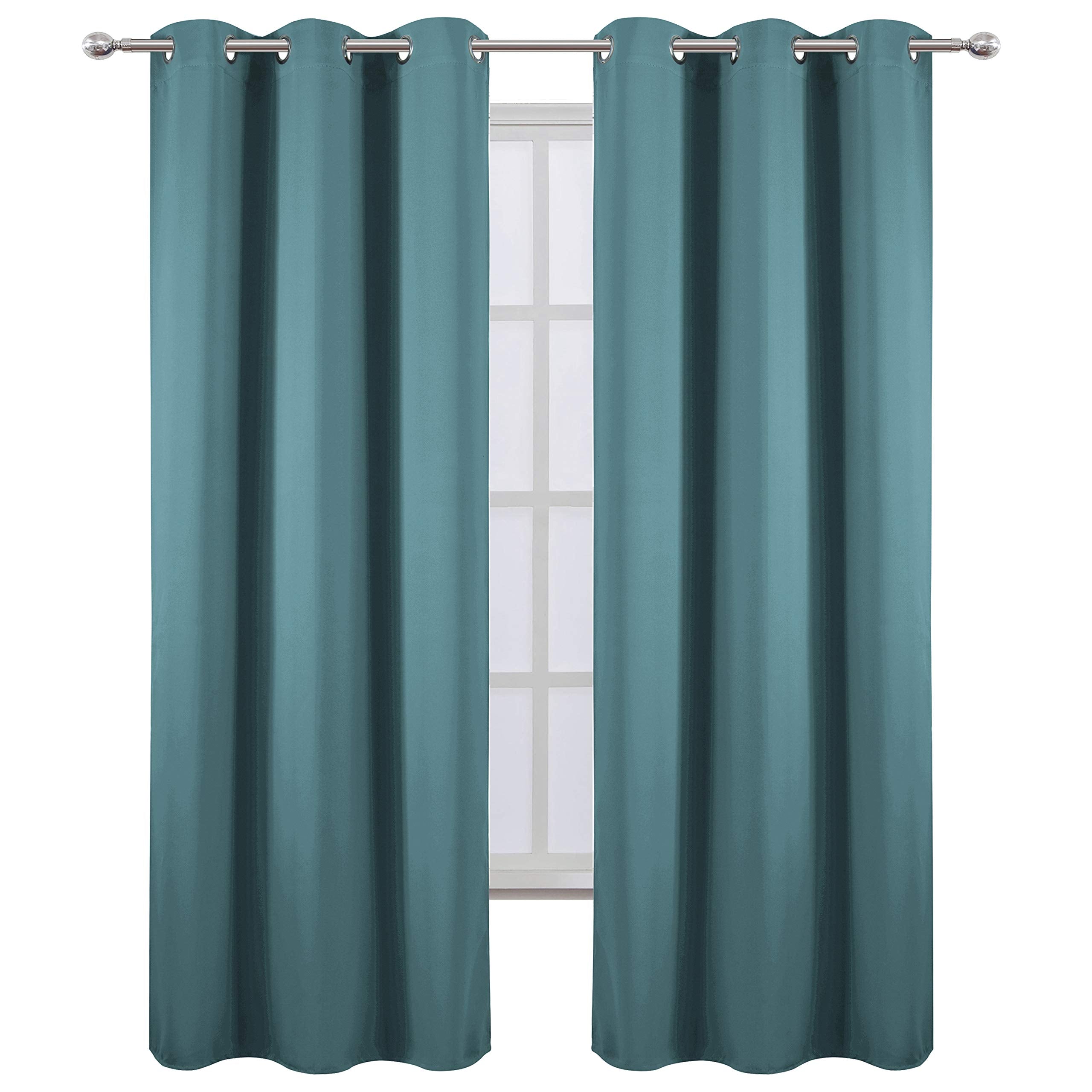 LEMOMO Sea Teal Thermal Blackout Curtains/42 x 95 Inch/Set of 2 Panels Room Darkening Curtains for Bedroom