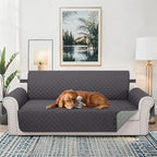 Reversible Oversized Sofa Covers Couch Cover Furniture Protector for Dogs Elastic Straps Water Resistant(XLSofa,Dark Grey/Light Grey)