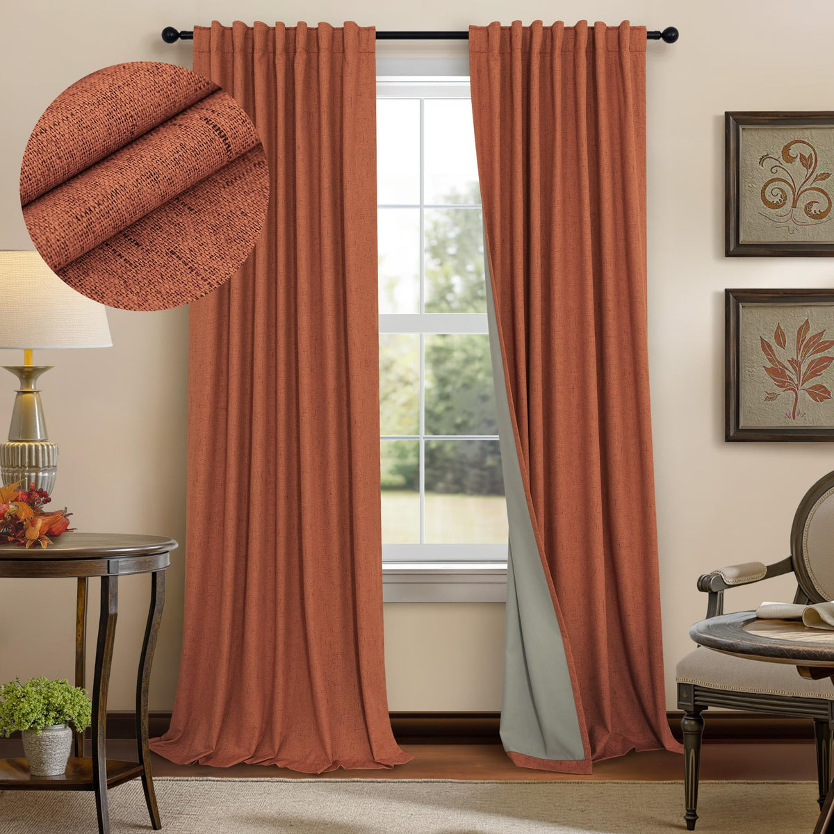 102 Inch Blackout Curtains Cream for 103 Inch Length Window Drapes Elegant Farmhouse Style Custom Made Black Out Weather Curtain for Bedroom Living Room 2 Panels Cortinas para Sala Modernas Dormitorio