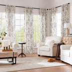 jinchan Vintage Floral Linen Curtains 102 Long for Living Room 2 Panels