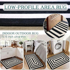 Front Door Mat Outside Entrance - 2x3 Modern Non-Slip Washable Doormat Indoor Outdoor Entrance Black White Geometric Striped Rug Small Throw Rugs for Entryway Bedroom Kitchen Front Porch Decor