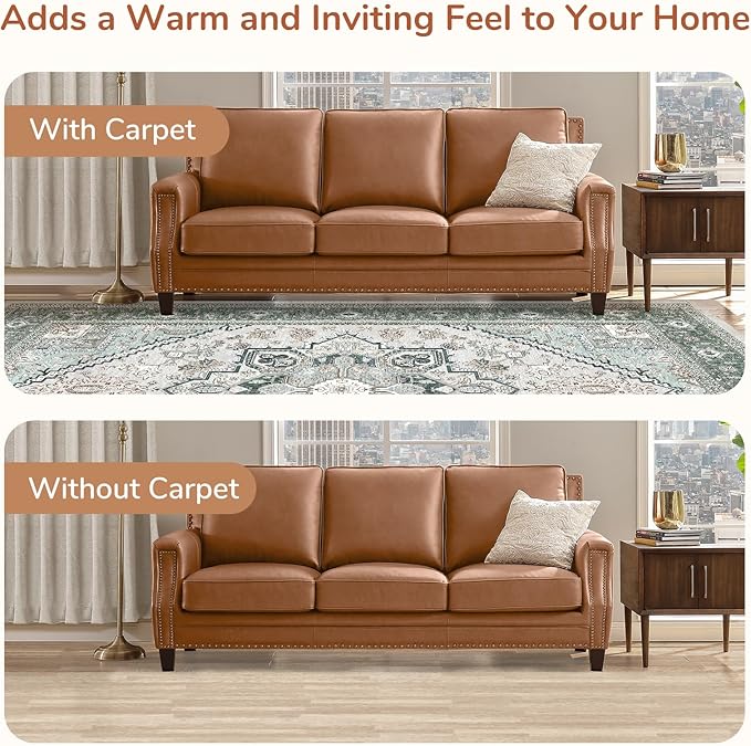 OPPODREAM Soft 6x9 Area Rugs, Washable Rug 6x9 with Non Slip Backing, Faux Cashmere Low-Pile 6 x 9 Carpet, Green