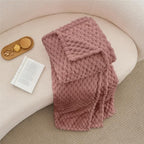 BEDELITE Fleece Blanket - 3D Jacquard Decorative Dusty Pink Throw Blankets for Couch & Bed, Soft and Cozy Warm Plush Fluffy Blanket All Seasons Suitable, 50x60Inches