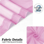 Chyhomenyc Pink Sheer Valances for Window 2 Pack, 42Wx14L Inches Small Sheer Cafe Curtains for Living Room Bathroom Study Cafe Laundry Basement, Cute Rod Pocket Voile Valance