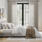 Silver Grey Linen Back Tab Curtains 84 Inch Length for Bedroom Neutral Modern Farmhouse Window Privacy Semi Sheer Linen Drapes Rustic Pinch Pleated Look Curtain for Living Room 52x84,2 Panel