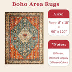 SERISSA 8x10 Washable Non Slip Boho Area Rug for Living Room