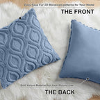 decorUhome Throw Pillow Covers 26x26 Inch Set of 2, Soft Plush Faux Wool Dusty Blue Solid Couch Pillow Covers, Accent Euro Sham Farmhouse Neutral Square Pillow Cases for Sofa Bed Living Room
