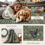 6x9 Area Rugs for Living Room Bedroom, Green Washable Non-Slip Carpet