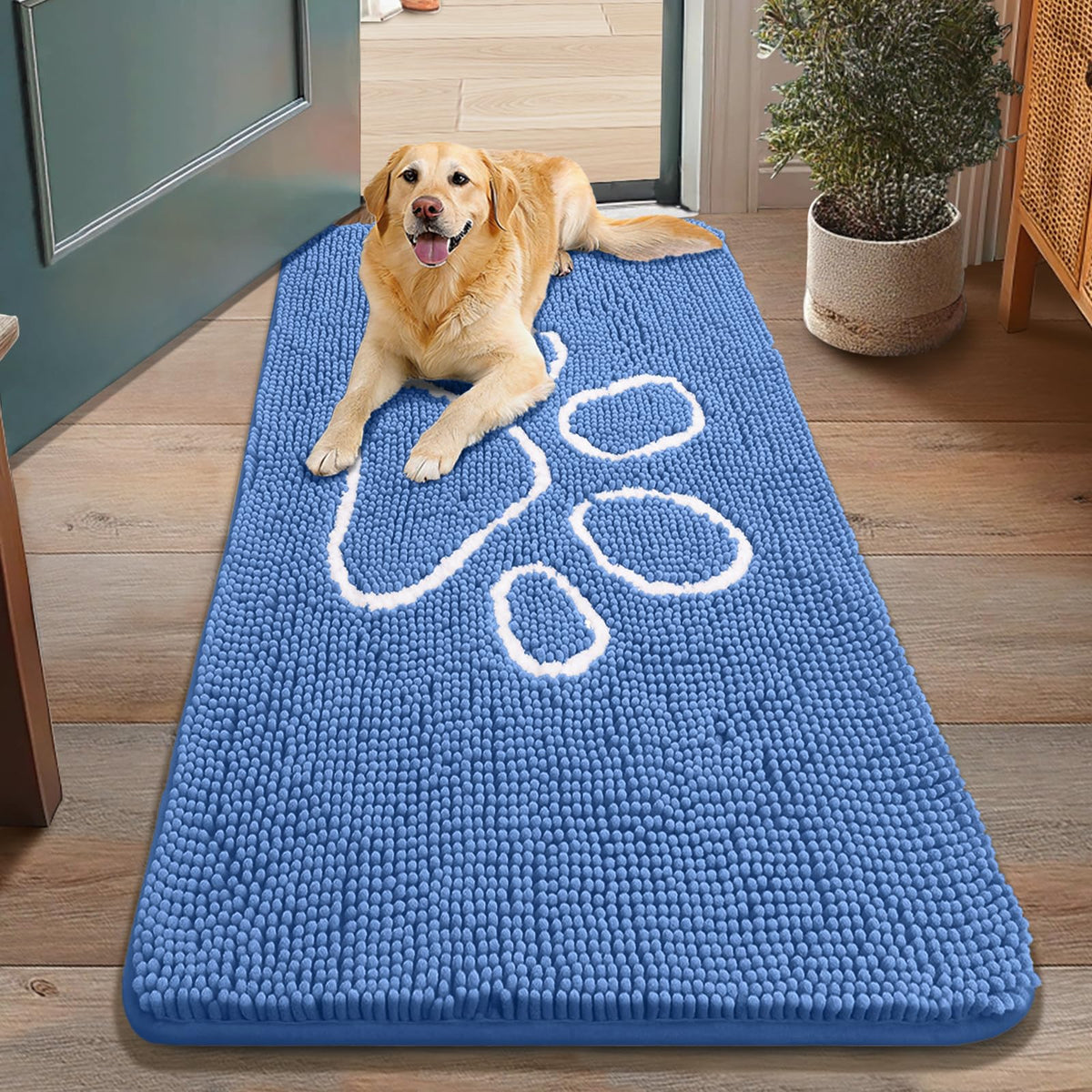 Smiry Dog Door Mat for Muddy Paws, Absorbent Non Slip Dirt Trapper, 48x30