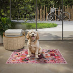 Pink Area Rugs 24x17 Inch Home Decor Entry Rug, Small Door Mat Bath Mats for Bathroom, Ultra-Thin Non Slip Floral Low Pile Tub Mat for Sink Shower Doorway Tub Kitchen Sink(2 x 1.4, Pink Garden)