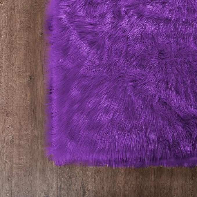 Goolela Purple Area Rug 5x8 Fluffy Fuzzy Furry Carpet for Bedroom Living Room Girls Faux Fur Plush Shaggy Washable Rectangle