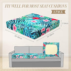 Newwiee 8Pcs Patio Cushion Covers Stretch Outdoor Cushion Cover Replacement for Patio Furniture Sofa Couch Slipcovers, Soft Flexibility Washable Furniture Protector(Fresh Floral,Fresh Color)