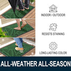 Colorxy Waterproof Doormat, Sturdy Natural Rubber Front Indoor Mat, Non Slip Low Profile Indoor Outdoor Door Mats, Stain and Fade Resistant Floor Mat, Easy Clean Patio Entrance Mat, 59''x23'', Green