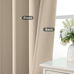 CUCRAF Light Beige Blackout Curtains 84 inch Length 2 Panels Set, Rod Pocket Room Darkening Drapes for Bedroom Living Room, Insulated Thermal Light Blocking Window Curtain (W52 x L84 Inch)