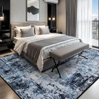 Rugflix 4x6 Area Rug for Living Room, Washable Non-Slip Stain-Resistant Low Pile, Modern Dark Carpet for Dining Room/Home Office/Kid Room/Nursery/Bedroom, Navy Blue/Black