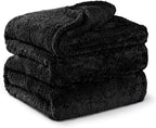 Exclusivo Mezcla Plush Fuzzy Fleece Bed Blanket King Size, Super Soft, Fluffy and Warm Blankets for Couch, Bed, All Season (Black, 90x104 inches)
