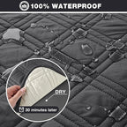 TAOCOCO 100% Waterproof Recliner Sofa Cover, Non Slip Split Couch Covers for Reclining Couches with Elastic Straps, Reclining Sofa Cover Furniture Protector for Kids Pets(3 Seater, Charcoal Gray)