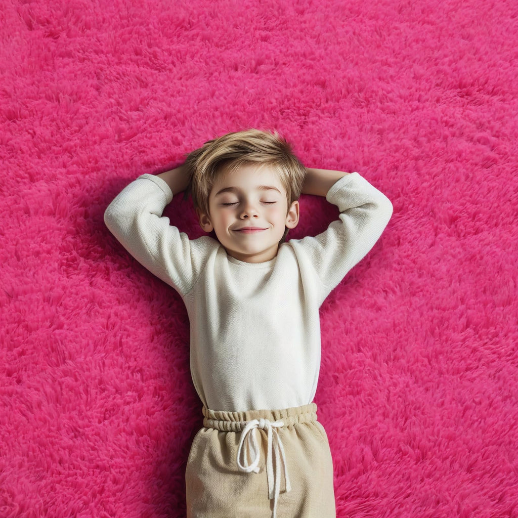 4x6 Area Rugs for Bedroom, Hot Pink Soft Fluffy Shag Bedside Rugs