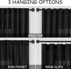 Black Linen Curtains 92 inches Long 2 Panels for Bedroom Back Tab Light Filtering Privacy Sheer Black Curtains Muslin Look Modern Farmhouse Cotton Textured Gauze Curtain for Living Room 2 Panel Set