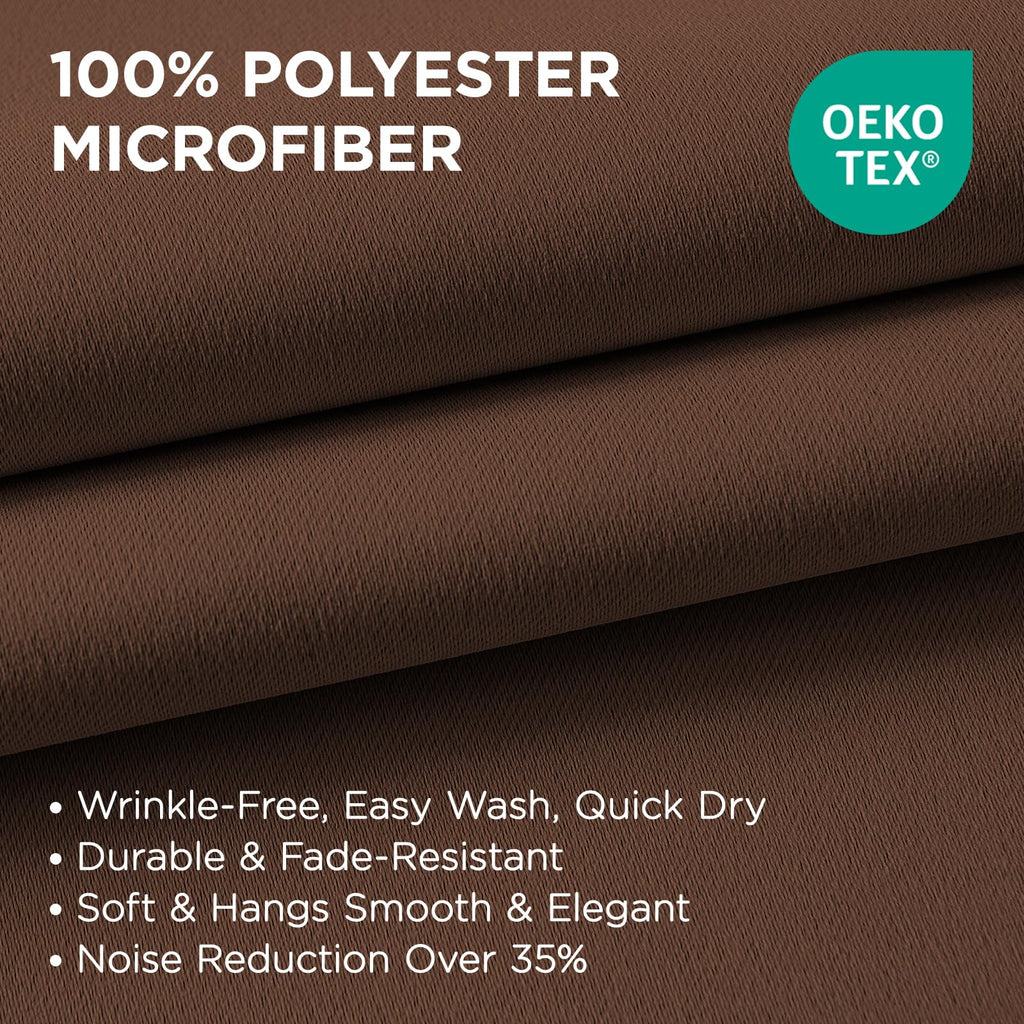 Joydeco Blackout Curtains 95 Inch Length 2 Panels Set, Thermal Insulated Long Curtains& Drapes 2 Burg, Room Darkening Grommet Drapes for Living Room Bedroom Window (W52 x L95 Inch, Brown)