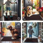 Smiry Front Door Mat Outside Entrance, Heavy Duty Natural Rubber Doormat, Non Slip, Trap Dirt and Moisture, Easy Clean, Low Profile Welcome Floor Mats for Indoor Outdoor Entry, 71x23 Inch, Brown