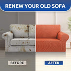 KEKUOU Stretch Oversized Couch Covers for Sofa Slipcover,Pureed Pumpkin